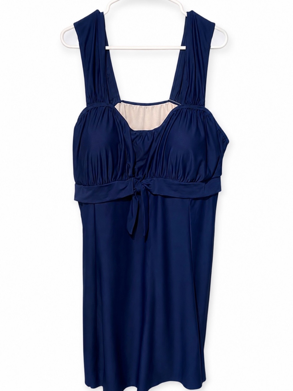 Classic Navy One-Piece Swim Dress With Front Tie